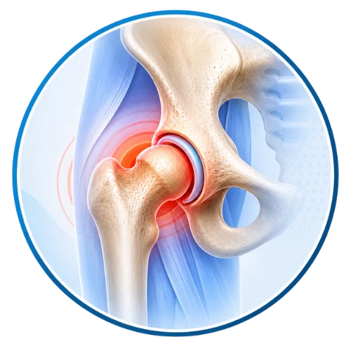 Hip joint affected by arthritis