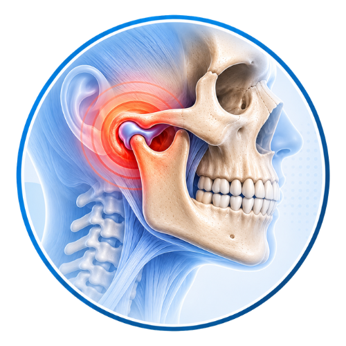 Jaw joint affected by arthritis