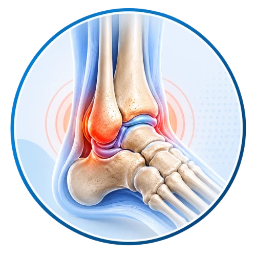 Ankle joint affected by arthritis