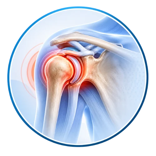 Shoulder joint affected by arthritis