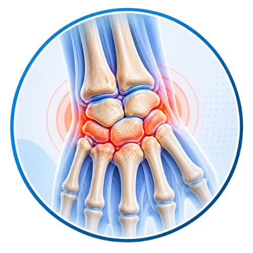 Wrist joint affected by arthritis